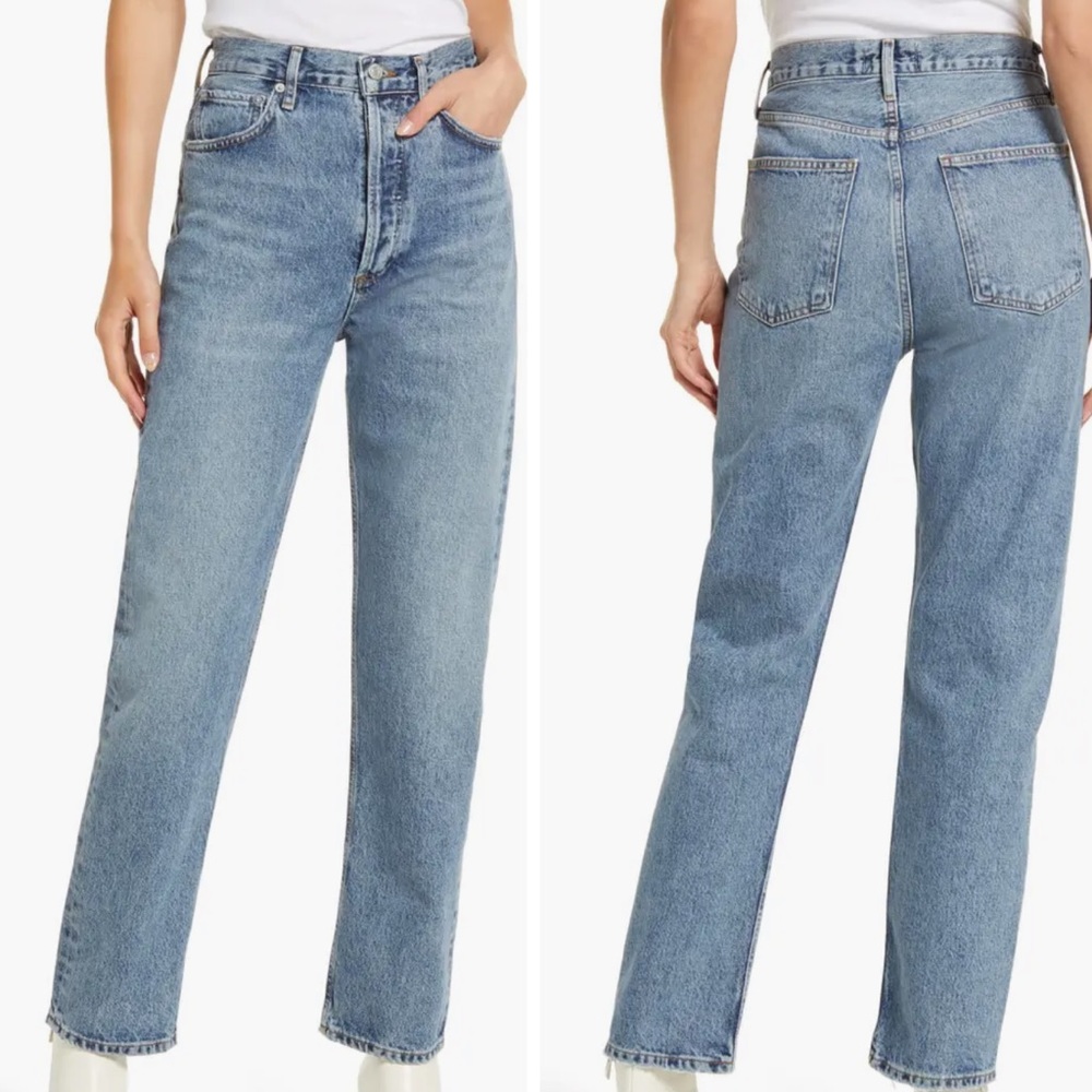 AGOLDE 90s pinch high waist straight leg denim.